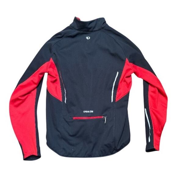 Pearl Izumi Elite Black Red Softshell Cycling Fleece Lined Full Zip Jacket Sz L - Picture 2 of 7